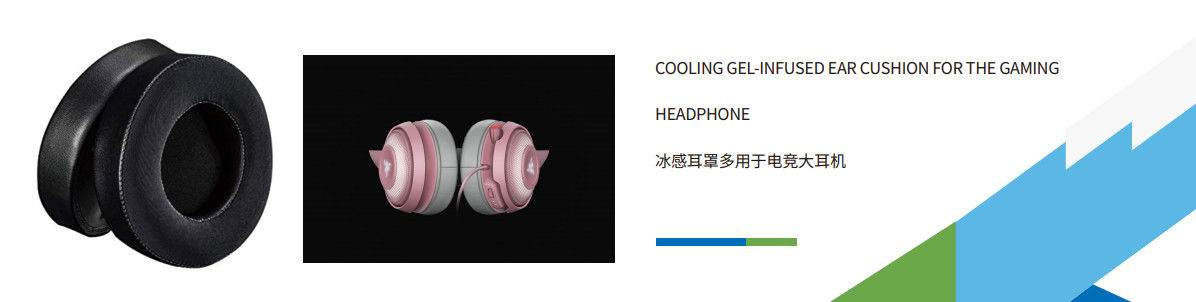 Cooling gel-infused memory foam ear cushion black or grey colour for the gaming headphone